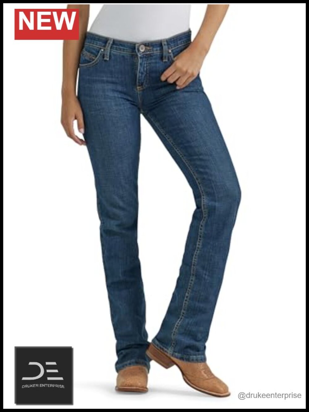 Wrangler Women's Q-Baby Mid Rise Boot Cut Ultimate Riding Jeans Denim